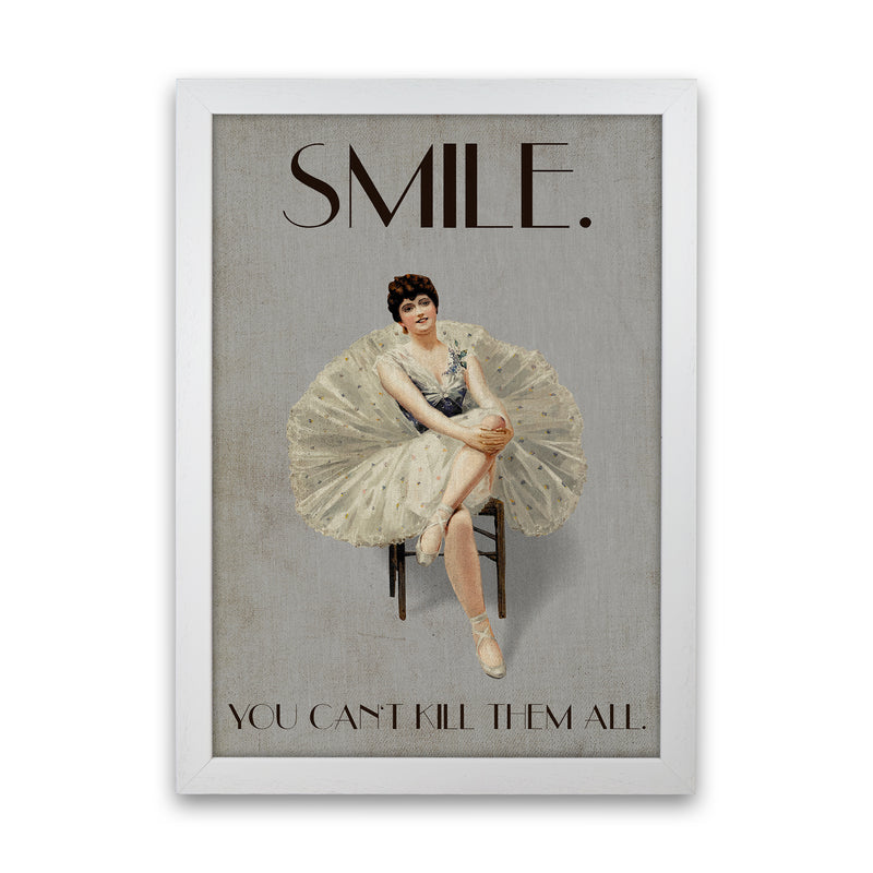 Keep Smiling Vintage Art Print by Kubistika White Grain