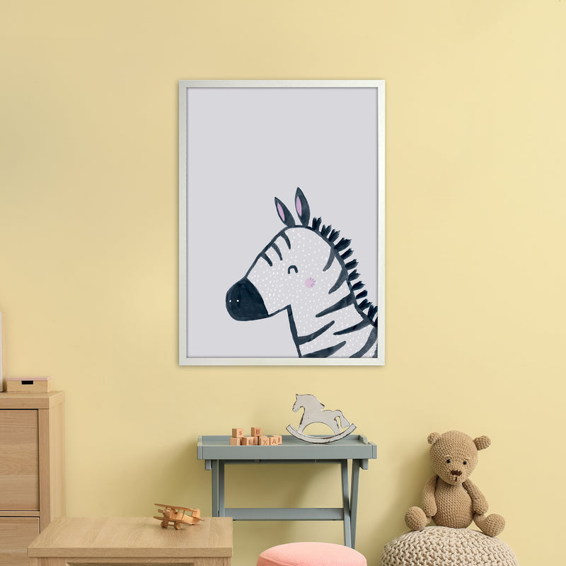 Inky Zebra Animal Art Print by Laura Irwin A1 Oak Frame