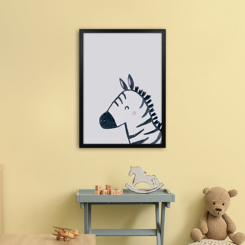 Inky Zebra Animal Art Print by Laura Irwin A2 White Frame