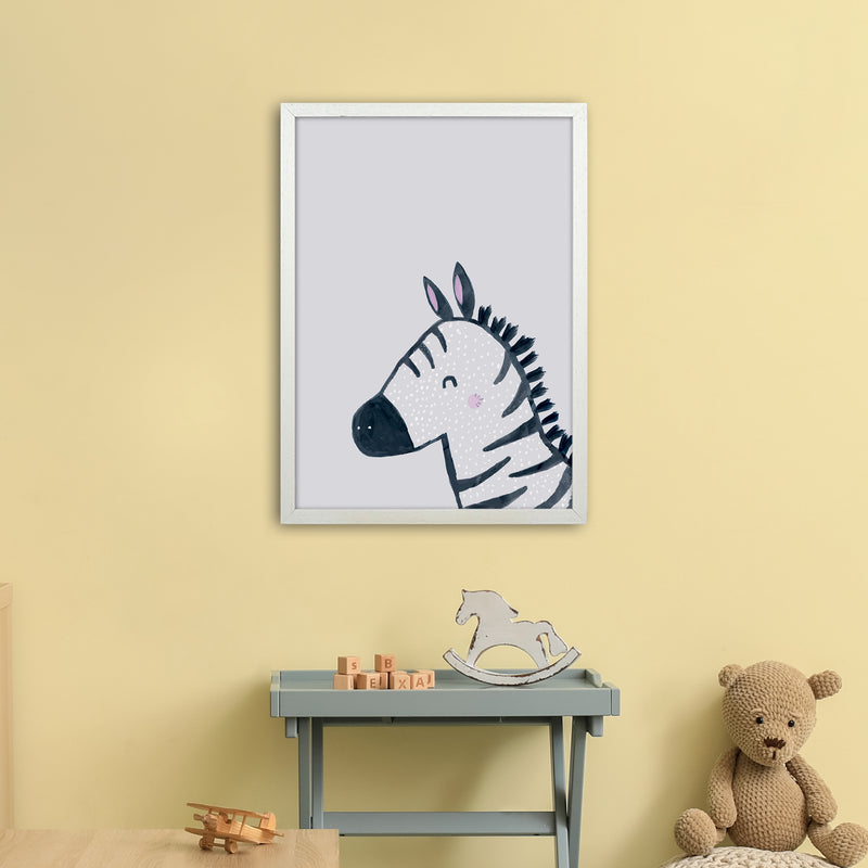 Inky Zebra Animal Art Print by Laura Irwin A2 Oak Frame