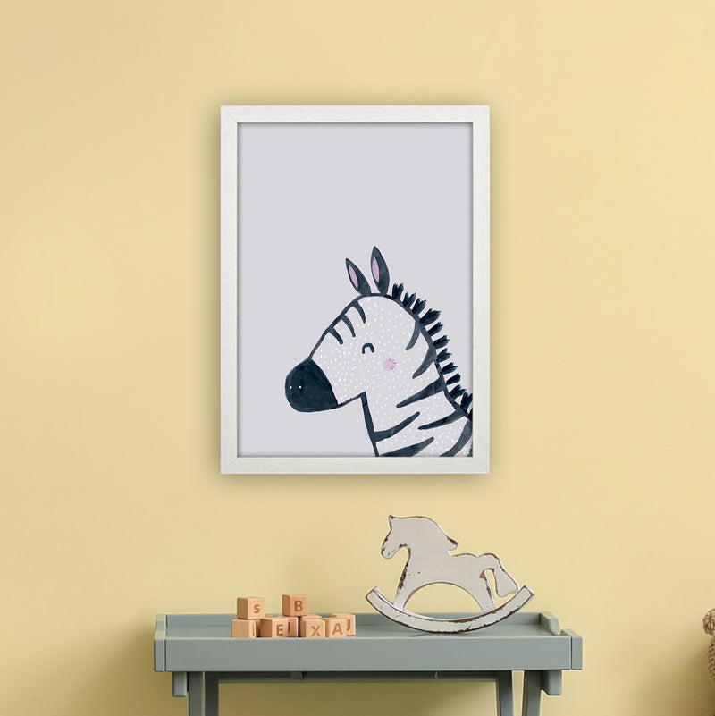 Inky Zebra Animal Art Print by Laura Irwin A3 Oak Frame