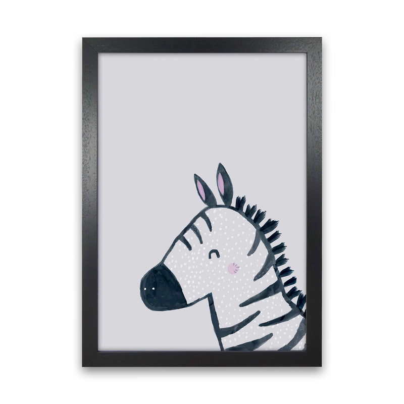 Inky Zebra Animal Art Print by Laura Irwin Black Grain