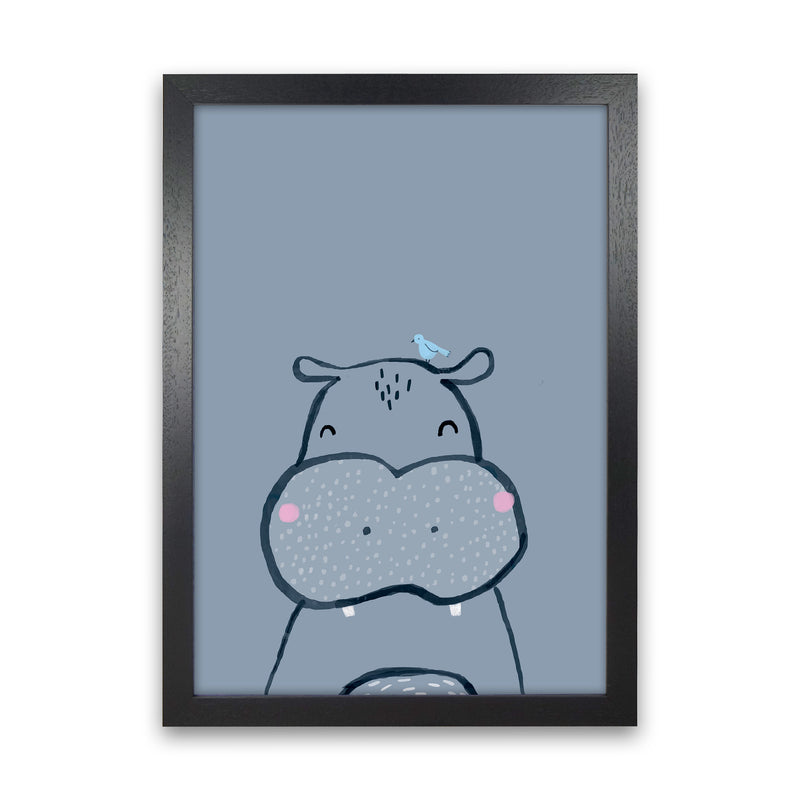 Inky Hippo Animal Art Print by Laura Irwin Black Grain