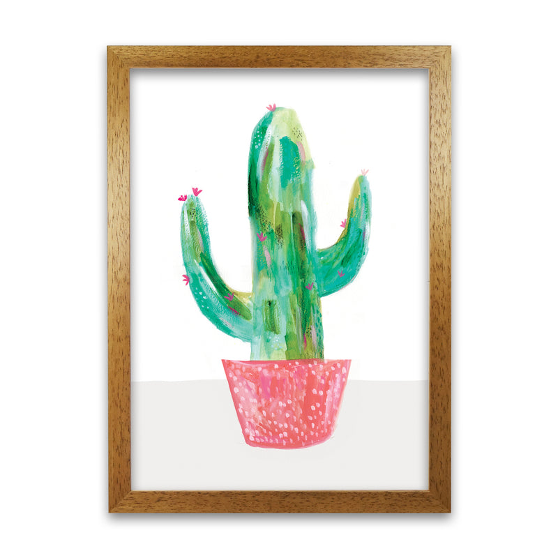 Laura Irwin Painted Cactus in Coral Plant Pot A1 Print Only with White Mount