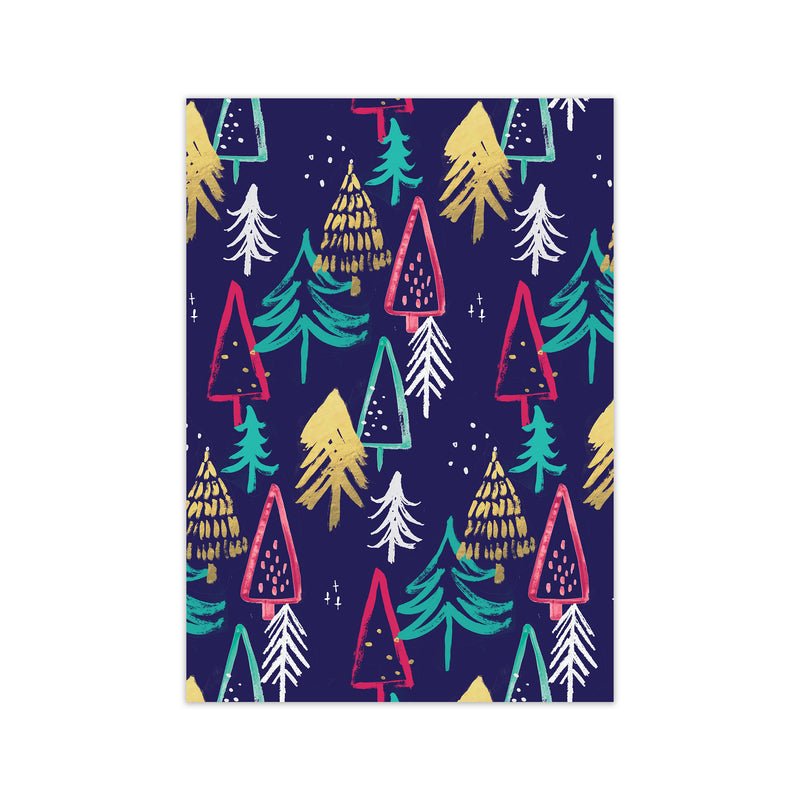 Laura Irwin Christmas Trees Pattern A2 Black with White Mount