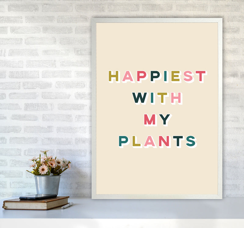 Happiest With My Plants Art Print by Lucy Michelle A1 Oak Frame