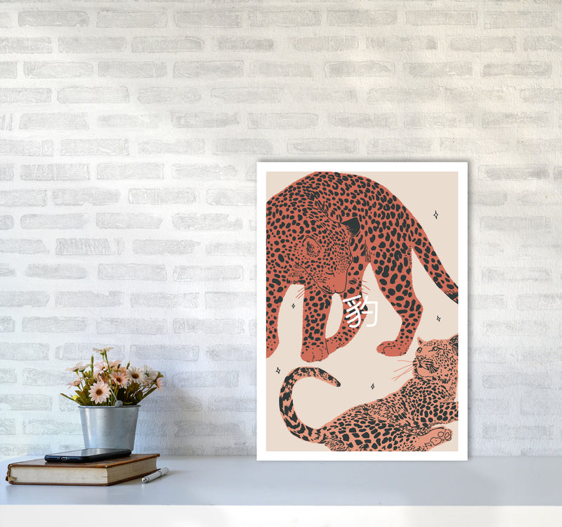 Leopards Art Print by Lucy Michelle A2 Black Frame