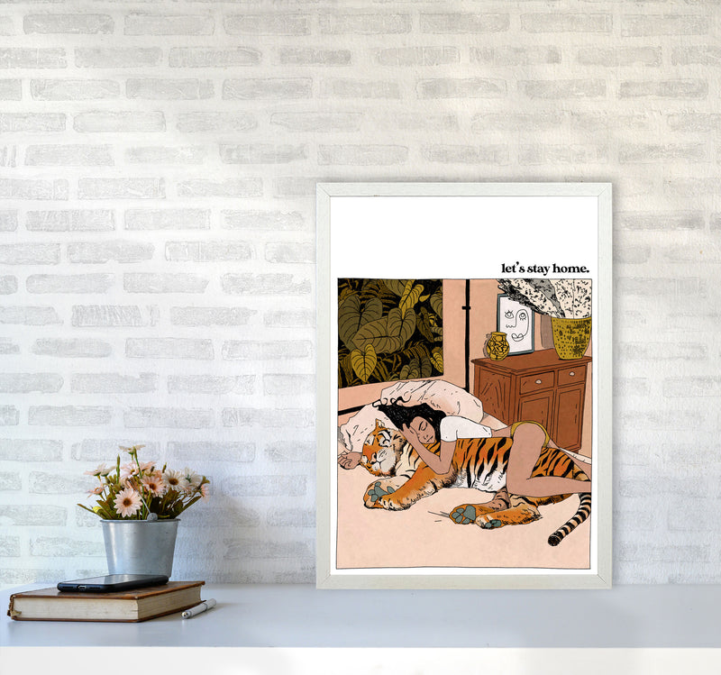 Stay Home Art Print by Lucy Michelle A2 Oak Frame