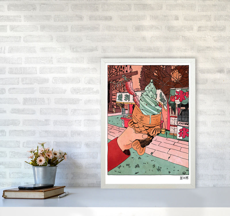 Bungeo Ppang Art Print by Lucy Michelle A2 Oak Frame