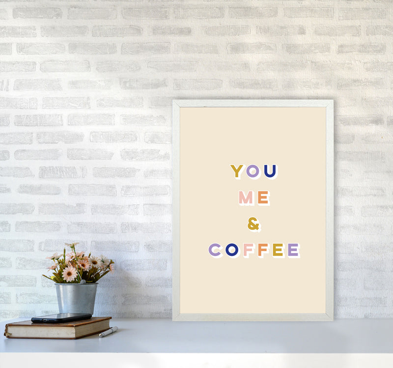 You Me and Coffee Art Print by Lucy Michelle A2 Oak Frame