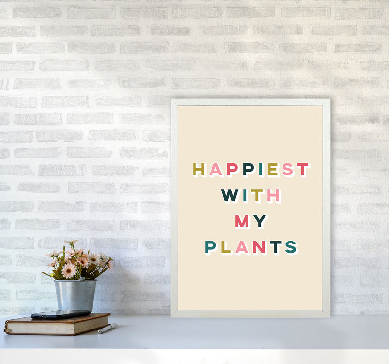 Happiest With My Plants Art Print by Lucy Michelle A2 Oak Frame