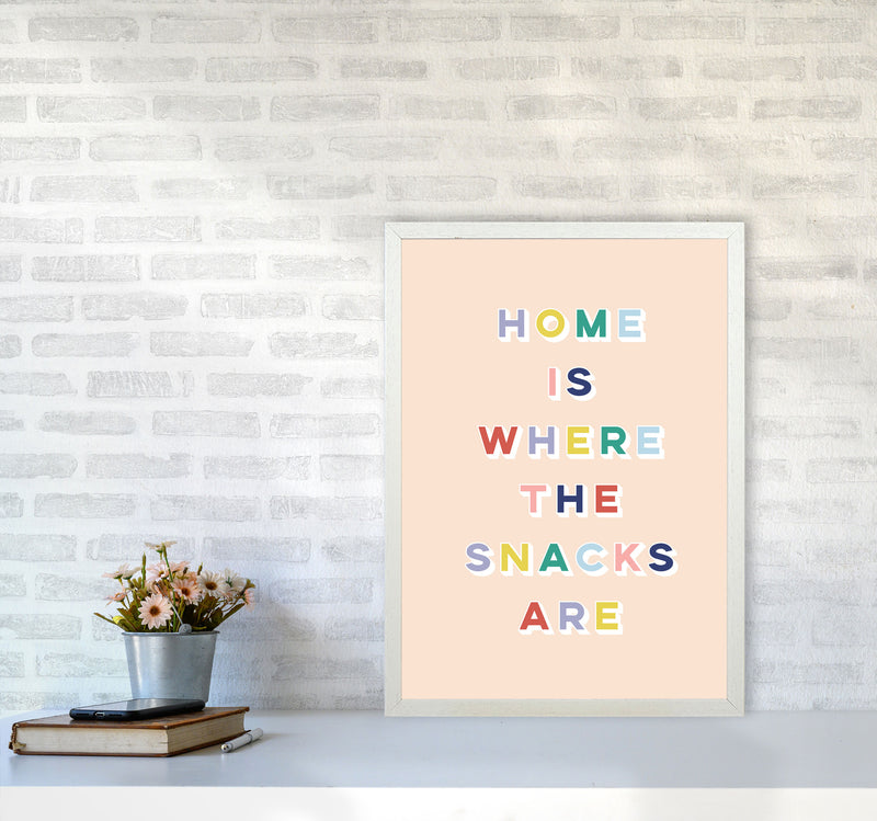 Home Is Where The Snacks Art Print by Lucy Michelle A2 Oak Frame