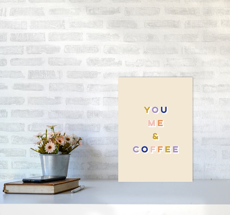 You Me and Coffee Art Print by Lucy Michelle A3 Black Frame