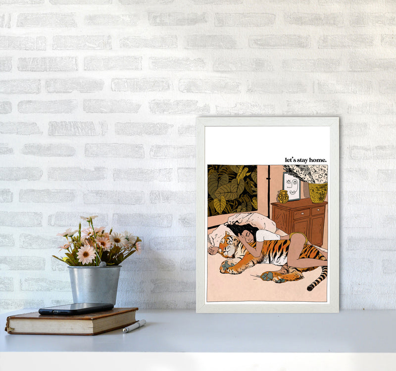 Stay Home Art Print by Lucy Michelle A3 Oak Frame