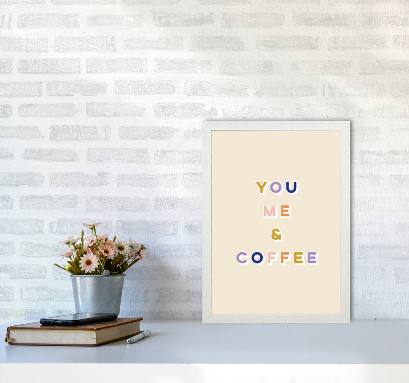 You Me and Coffee Art Print by Lucy Michelle A3 Oak Frame