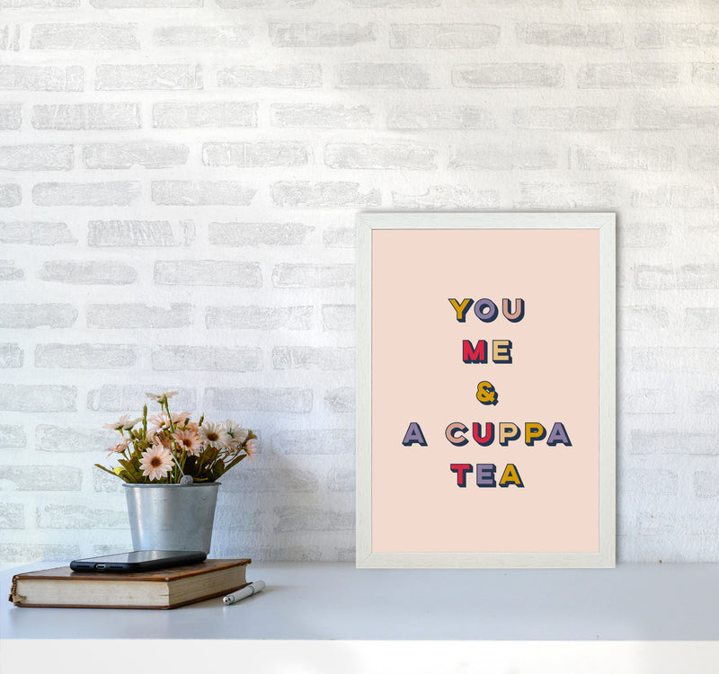 You Me And A Cuppa Tea Art Print by Lucy Michelle A3 Oak Frame