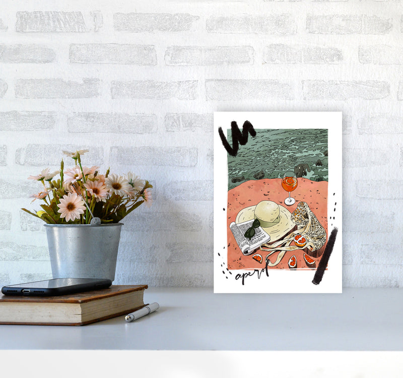 Aperol Art Print by Lucy Michelle A4 Black Frame