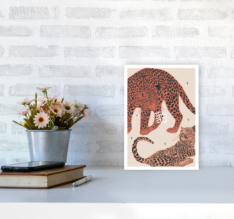Leopards Art Print by Lucy Michelle A4 Black Frame