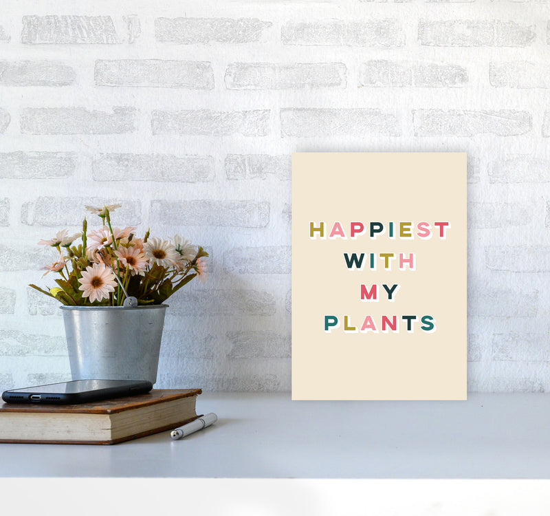 Happiest With My Plants Art Print by Lucy Michelle A4 Black Frame