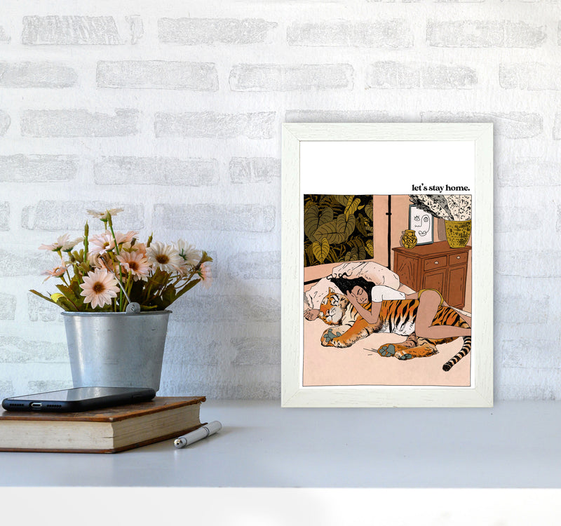 Stay Home Art Print by Lucy Michelle A4 Oak Frame
