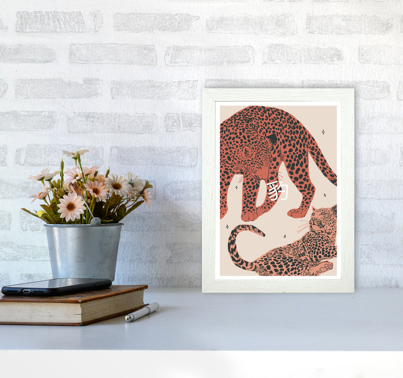 Leopards Art Print by Lucy Michelle A4 Oak Frame