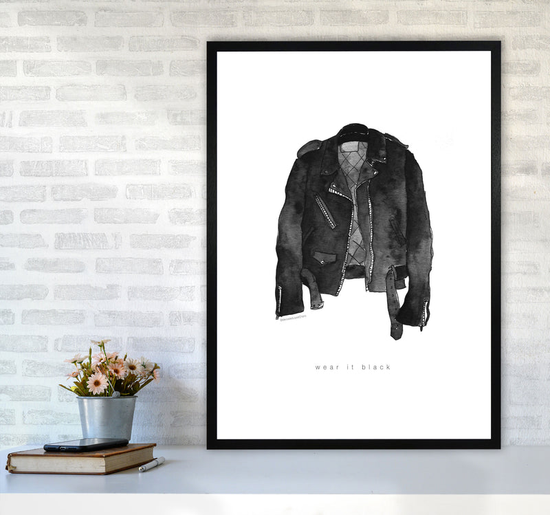 Wear It Black Leather Jacket Modern Fashion Print A1 White Frame