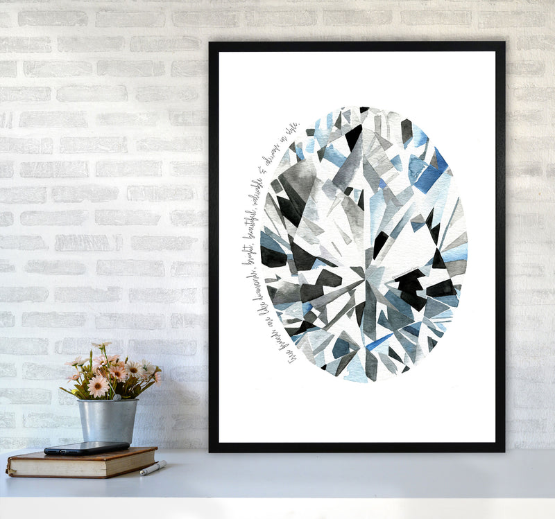 Oval Diamond Friends Inspirational Quote Modern Fashion Print A1 White Frame