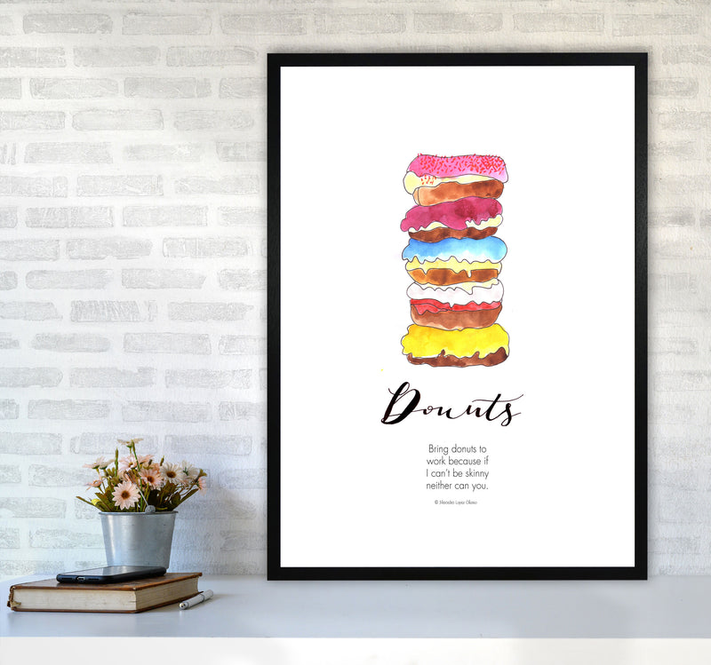 Donuts to Work, Kitchen Food & Drink Art Prints A1 White Frame