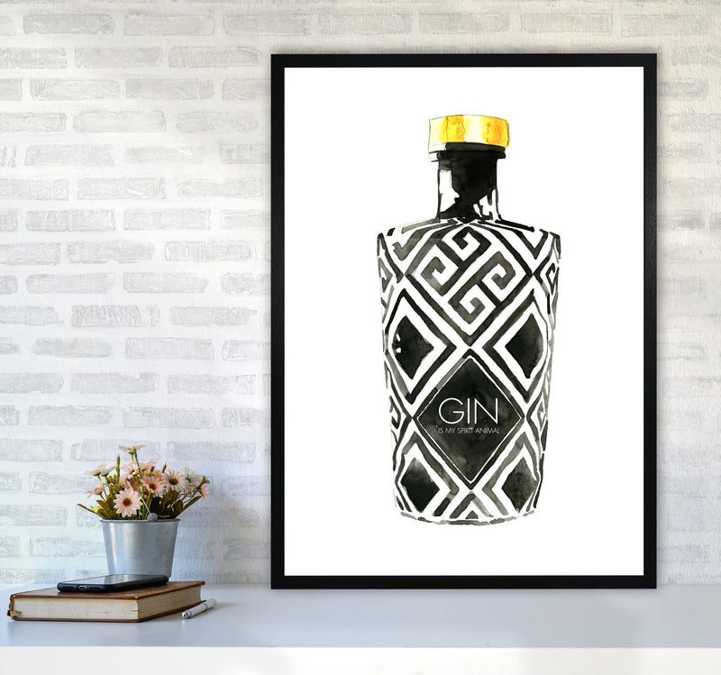 Gin Is My Spirit Animal, Kitchen Food & Drink Art Prints A1 White Frame