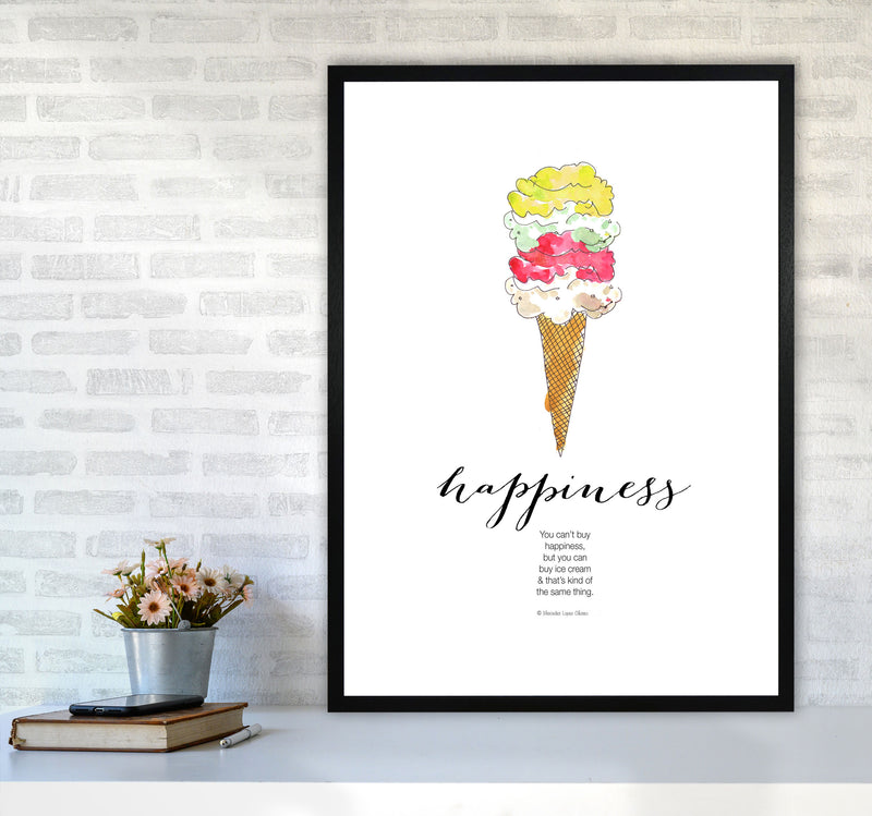 Ice Cream Happiness, Kitchen Food & Drink Art Prints A1 White Frame