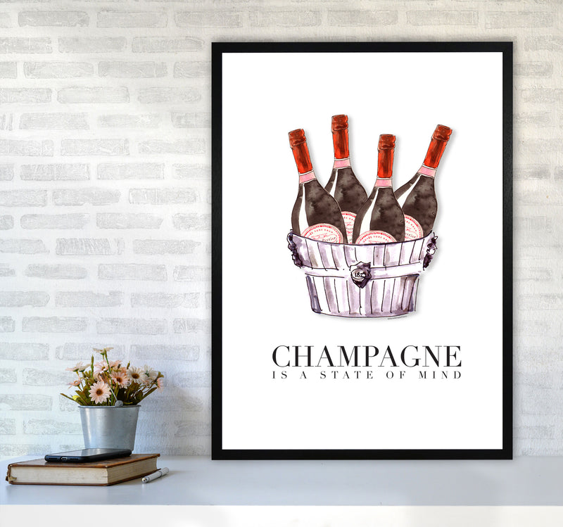 Champagne Is A State Of Mind, Kitchen Food & Drink Art Prints A1 White Frame