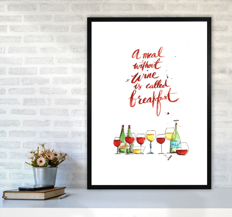 A Meal Without Wine, Kitchen Food & Drink Art Prints A1 White Frame
