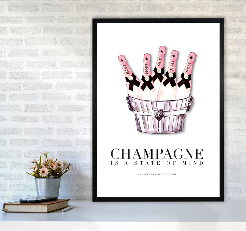 Moet Champagne Is A State Of Mind, Kitchen Food & Drink Art Prints A1 White Frame
