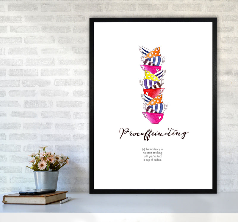 Procaffinating, Kitchen Food & Drink Art Prints A1 White Frame