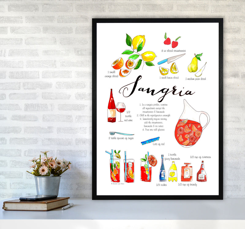 Sangria Ingredients Recipe, Kitchen Food & Drink Art Prints A1 White Frame