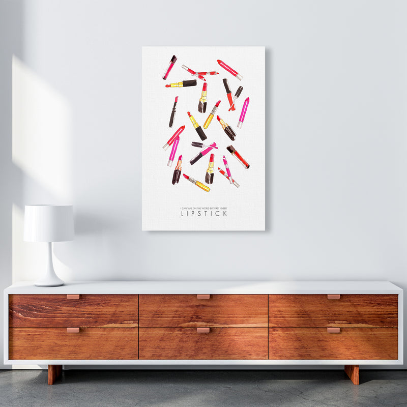 I Can Take On The World But First I Need Lipstick Modern Fashion Print A1 Canvas