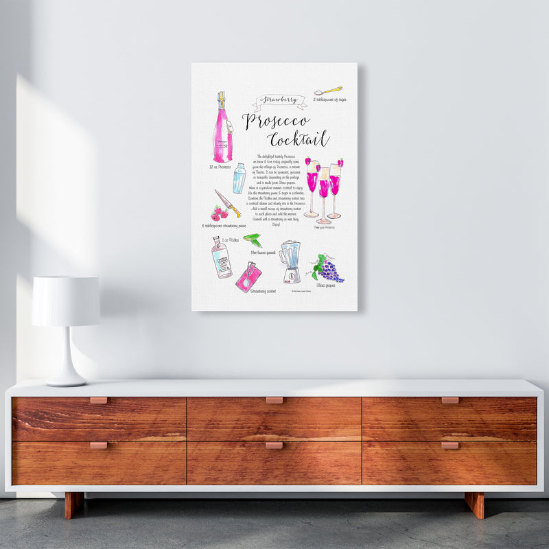 Strawberry Prosecco Cocktail Recipe, Kitchen Food & Drink Art Prints A1 Canvas