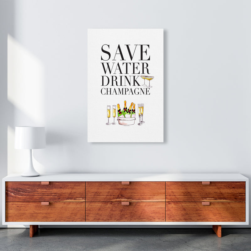 Save Water Drink Champagne, Kitchen Food & Drink Art Prints A1 Canvas