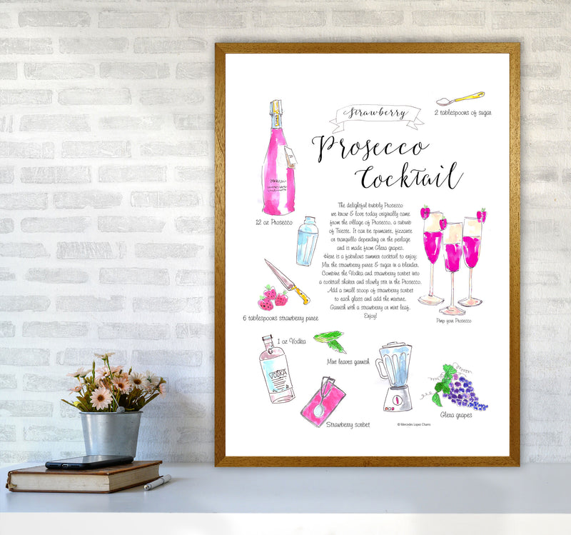 Strawberry Prosecco Cocktail Recipe, Kitchen Food & Drink Art Prints A1 Print Only