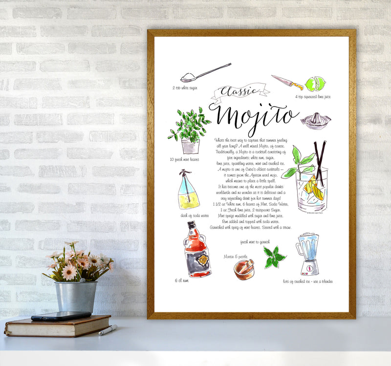 Mojito Cocktail Recipe, Kitchen Food & Drink Art Prints A1 Print Only