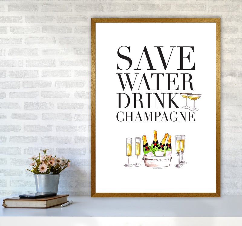 Save Water Drink Champagne, Kitchen Food & Drink Art Prints A1 Print Only