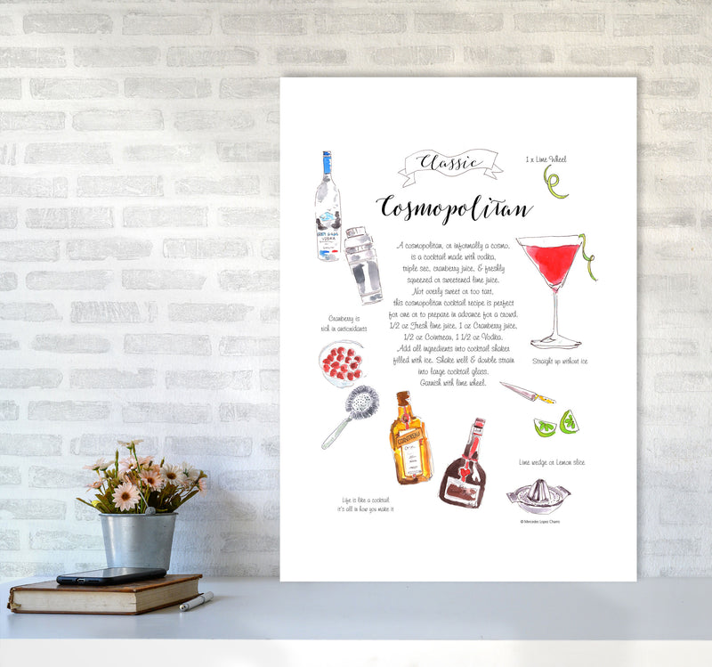 Cosmopolitan Cocktail Recipe, Kitchen Food & Drink Art Prints A1 Black Frame