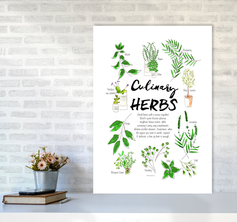 Culinary Herbs, Kitchen Food & Drink Art Prints A1 Black Frame