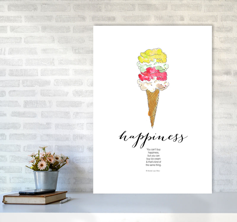 Ice Cream Happiness, Kitchen Food & Drink Art Prints A1 Black Frame
