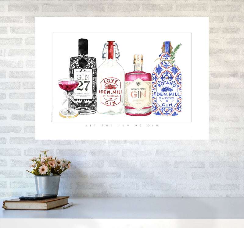 Let The Fun Be Gin, Kitchen Food & Drink Art Prints A1 Black Frame