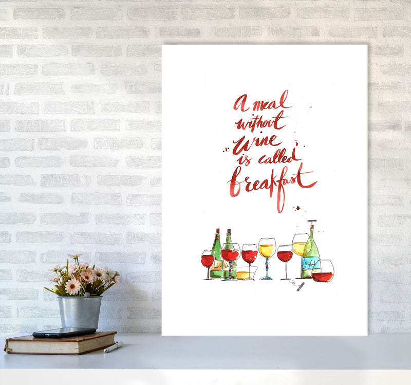 A Meal Without Wine, Kitchen Food & Drink Art Prints A1 Black Frame