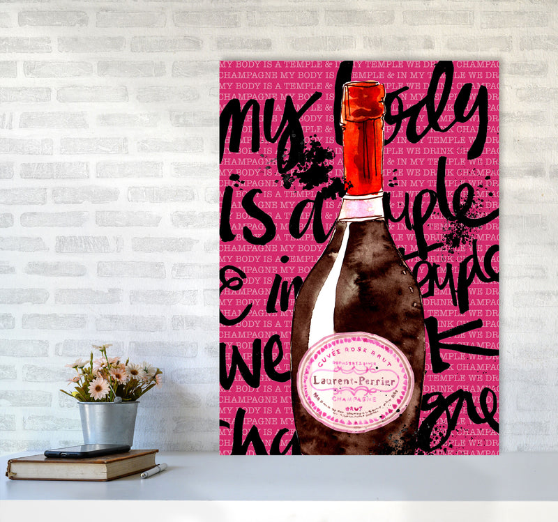My Body Is A Temple Champagne, Kitchen Food & Drink Art Prints A1 Black Frame