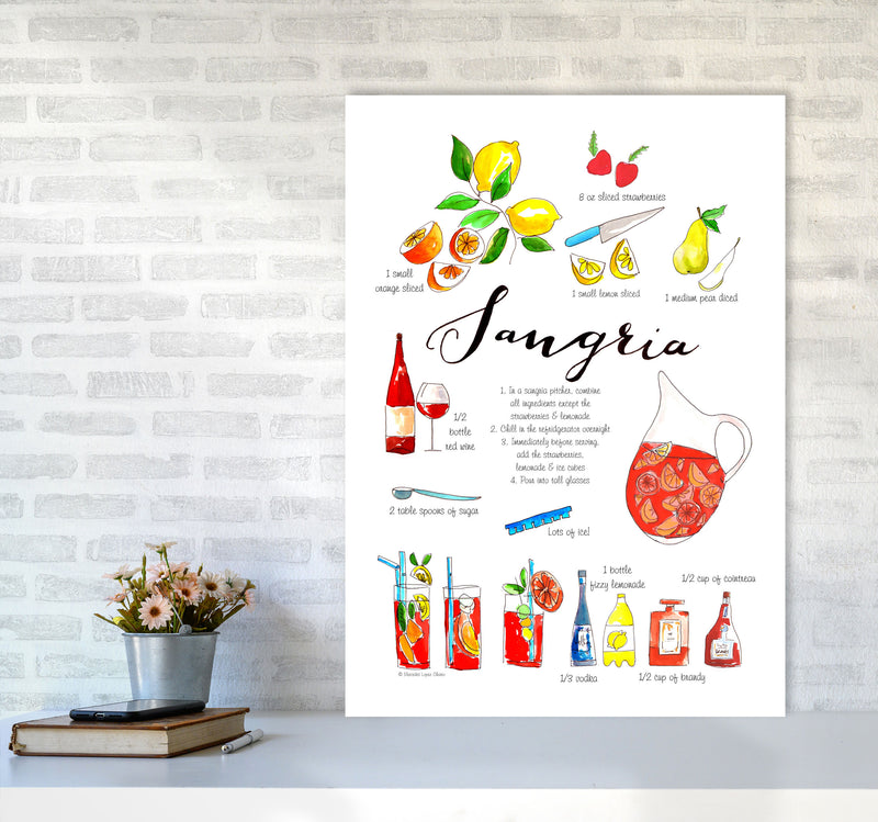 Sangria Ingredients Recipe, Kitchen Food & Drink Art Prints A1 Black Frame