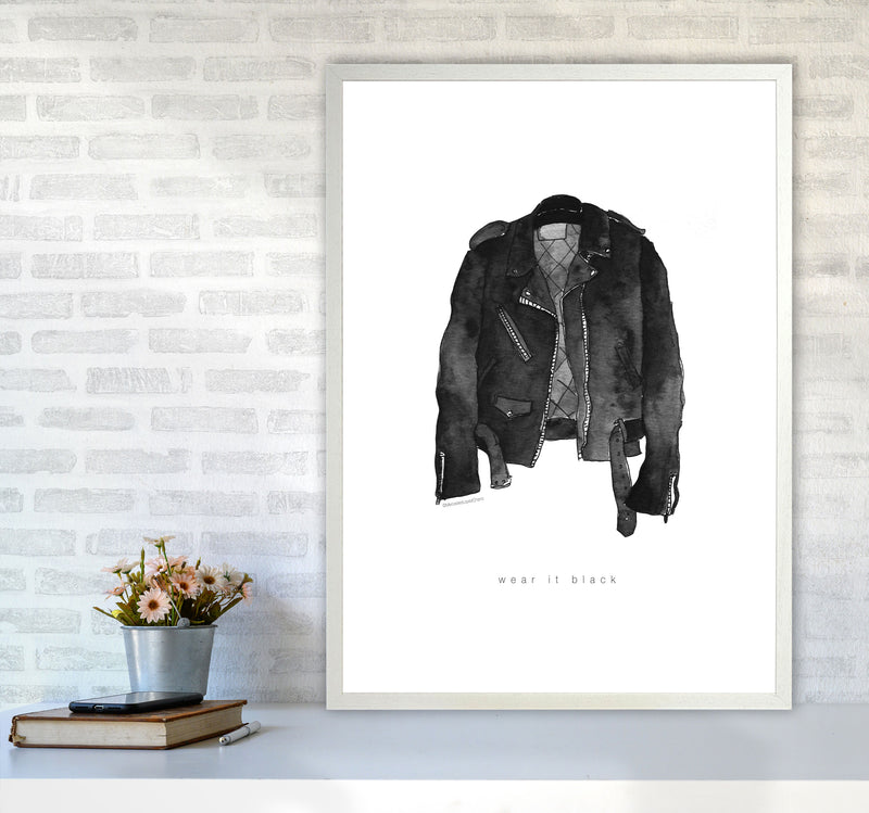 Wear It Black Leather Jacket Modern Fashion Print A1 Oak Frame