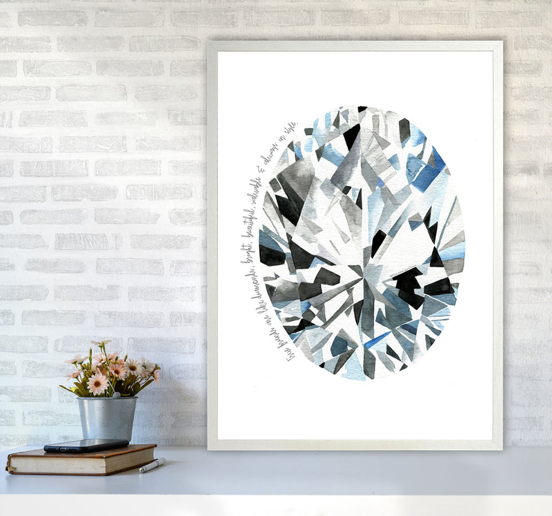 Oval Diamond Friends Inspirational Quote Modern Fashion Print A1 Oak Frame